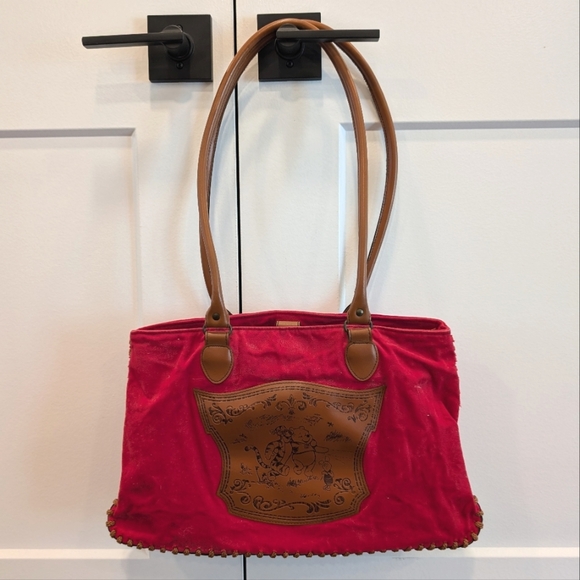 VINTAGE Disney Pooh and Tigger red canvas shoulder bag tote bag - Picture 1 of 14